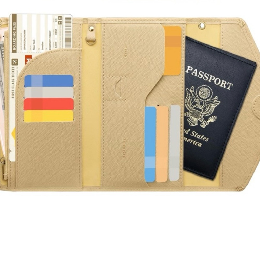 Yellow Travel Wallet Passport Holder RDIF Blocking